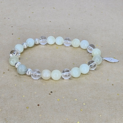 Bracelet Eveil Lumineux - Jade Verte - Cristal & Argent Fée de Laurier