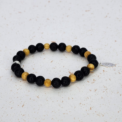 Bracelet Esprit Sauvage - Lave, Palo Santo & Argent Fée de Laurier