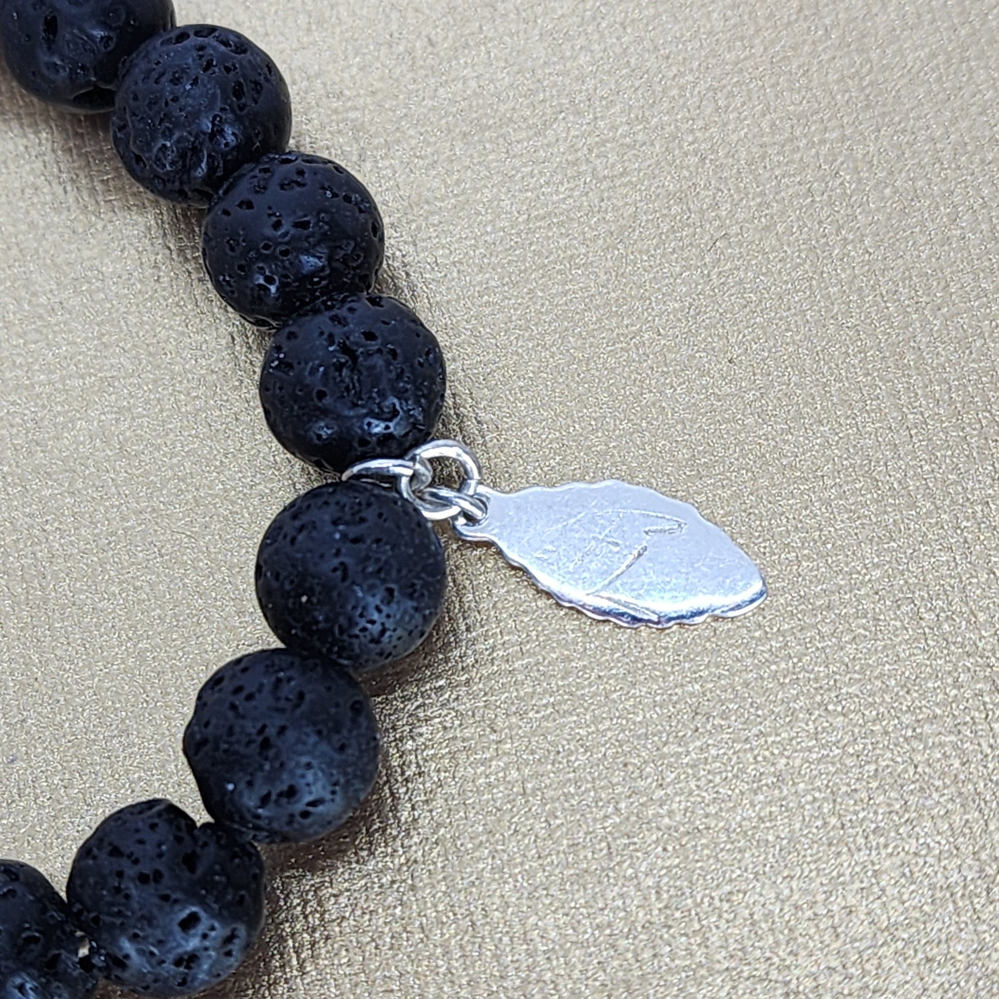 Bracelet Cœur de Volcan - Lave - Quartz Rose - & Argent Fée de Laurier