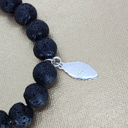 Bracelet Cœur de Volcan - Lave - Quartz Rose - & Argent Fée de Laurier