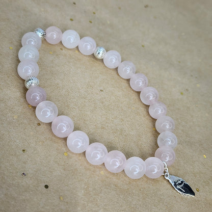 Bracelet Cœur de Lumière – Quartz Rose & Argent 925 Fée de Laurier