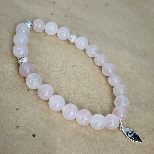 Bracelet Cœur de Lumière – Quartz Rose & Argent 925 Fée de Laurier