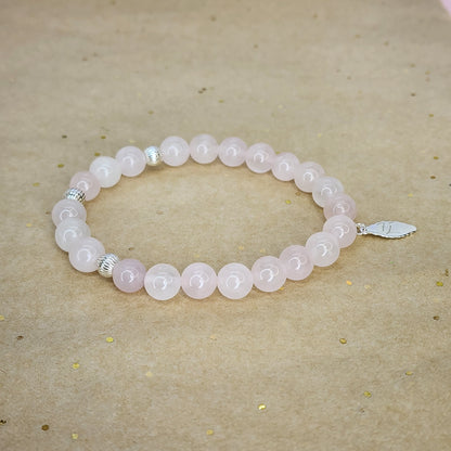 Bracelet Cœur de Lumière – Quartz Rose & Argent 925 Fée de Laurier