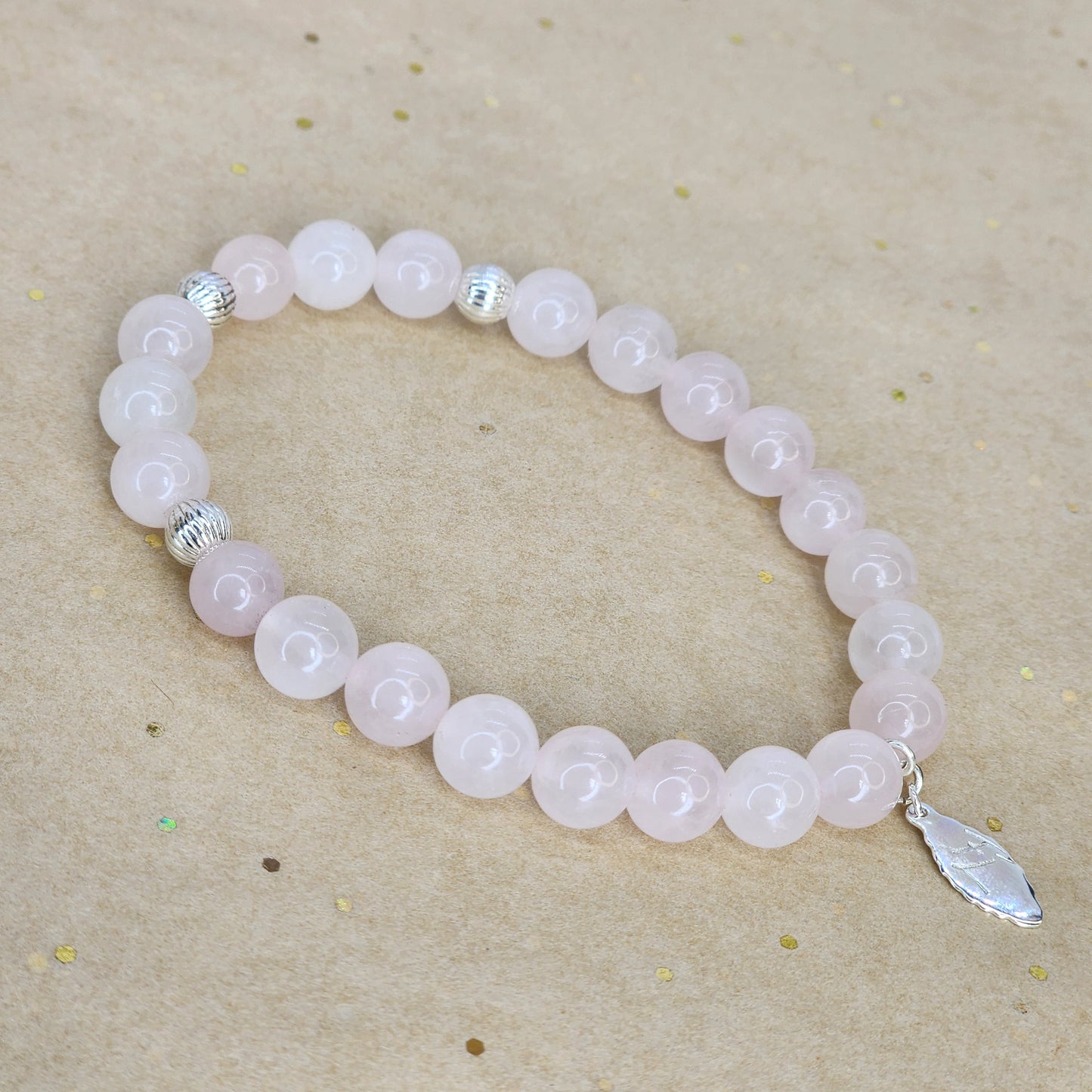 Bracelet Cœur de Lumière – Quartz Rose & Argent 925 Fée de Laurier