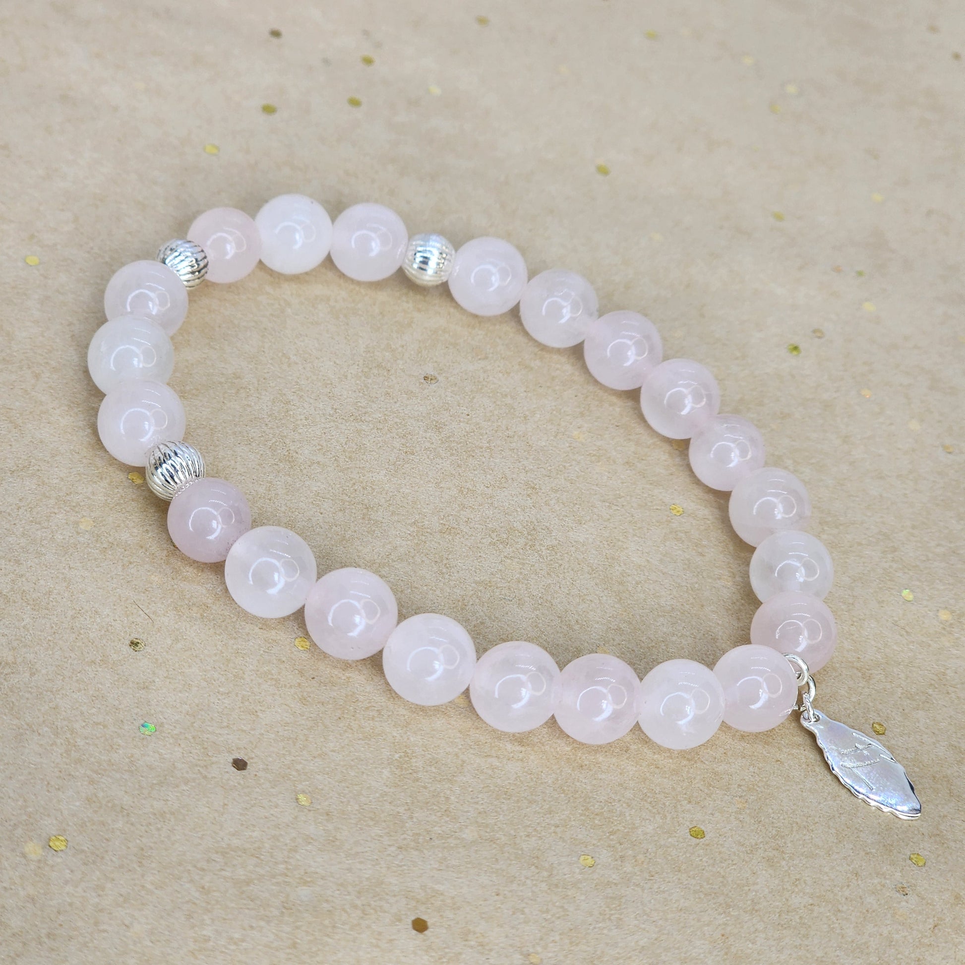 Bracelet Cœur de Lumière – Quartz Rose & Argent 925 Fée de Laurier