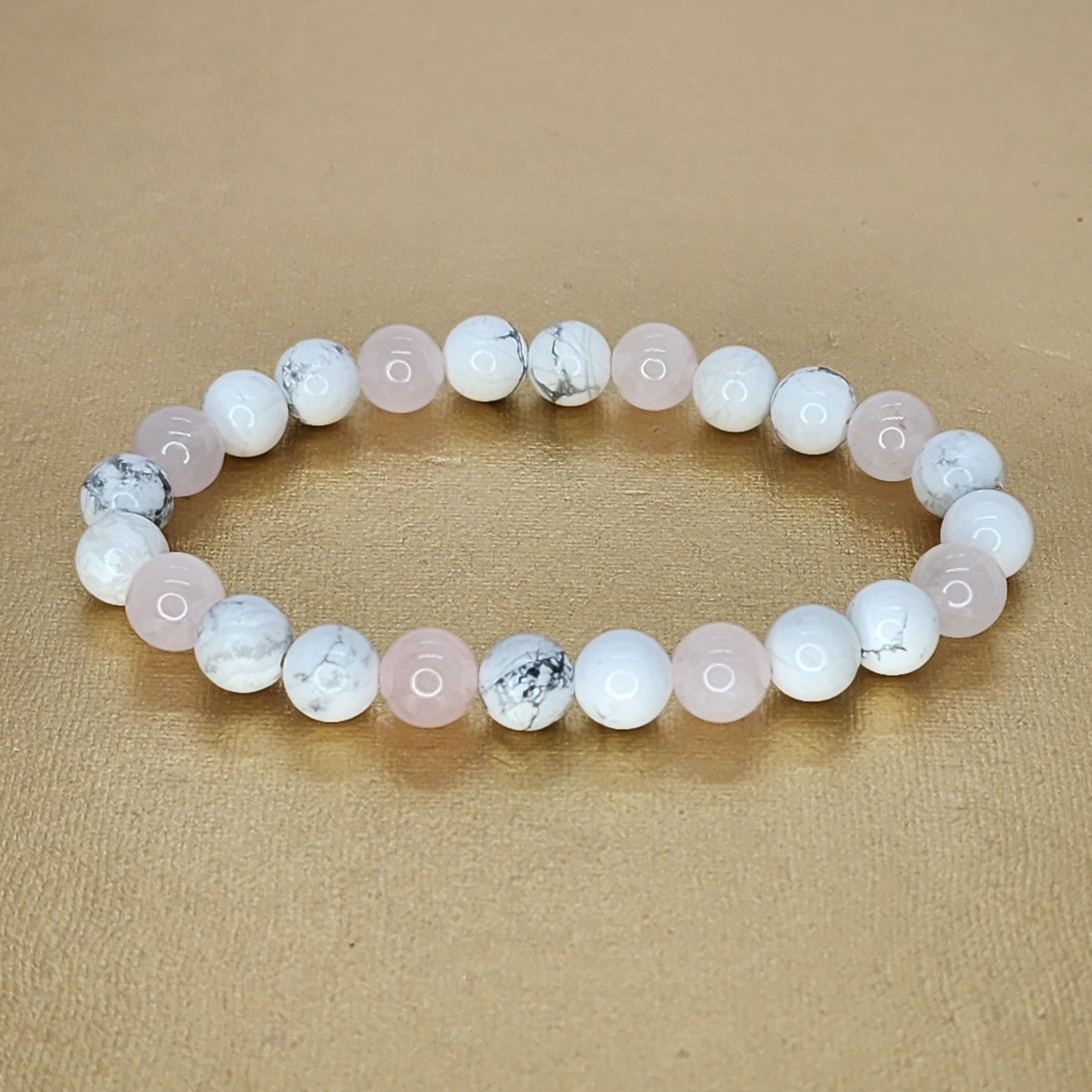 Bracelet Douceur Intérieur – Quartz Rose & Howlite Fée de Laurier