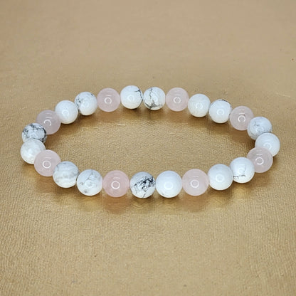 Bracelet Douceur Intérieur – Quartz Rose & Howlite Fée de Laurier