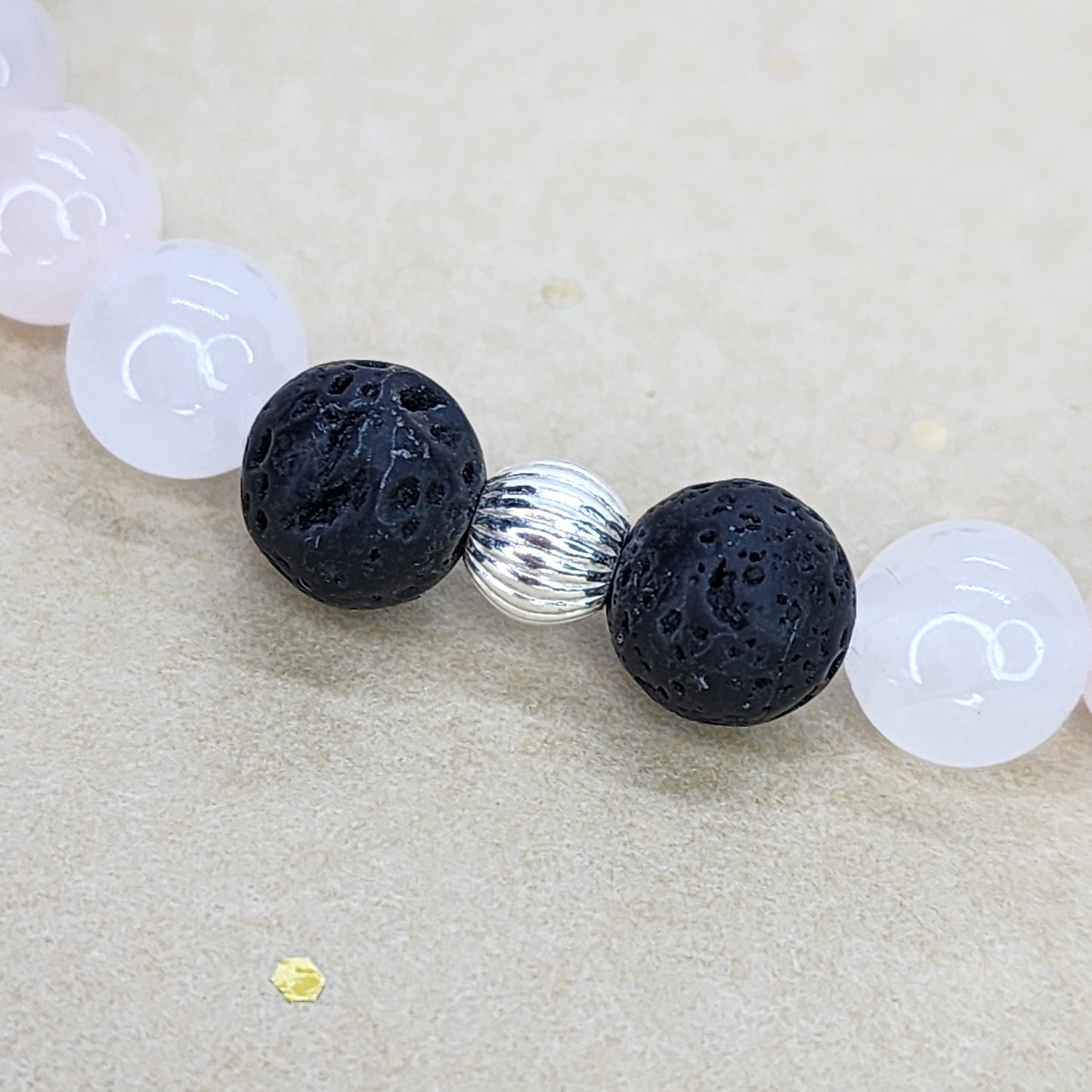 Bracelet Cœur de Lave – Quartz Rose - Lave - & Argent 925 Fée de Laurier