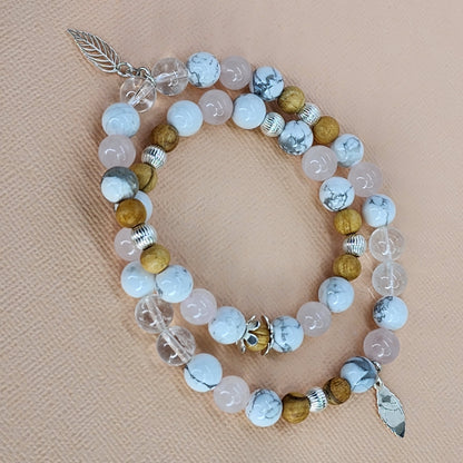 Bracelet - Harmonie Eternelle - Argent - Palo Santo - Quartz - Cristal de Roche - Howlite Fée de Laurier